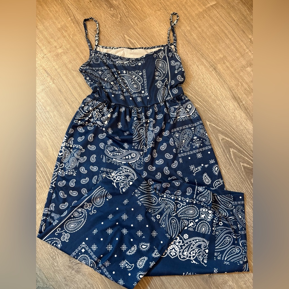 Girls Navy Bandana Print Jumpsuit Romper